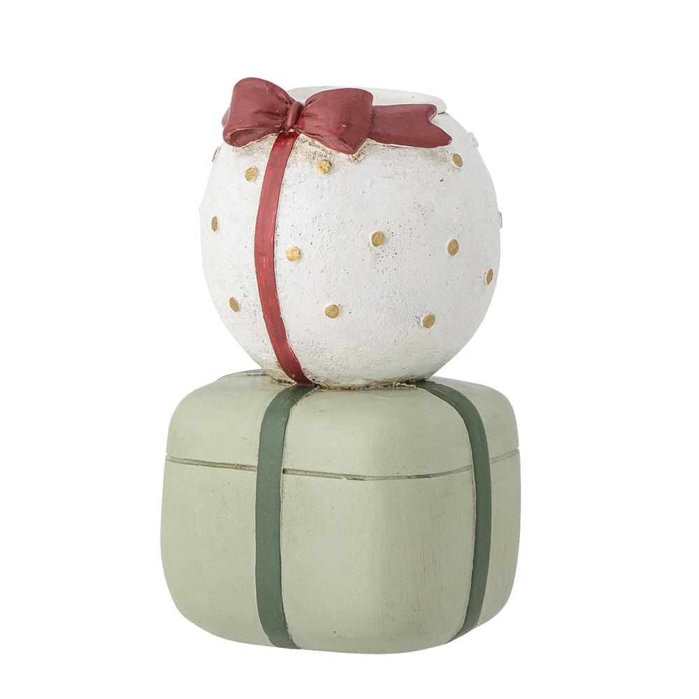 Bloomingville Wish Kerzenhalter – Weihnachtsdeko in Geschenkform aus Polyresin Grün