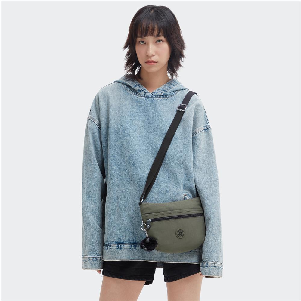 Kipling ARTO S, Kleine Umhängetasche, Green Moss (grün), Schultertasche mit Reißverschluss