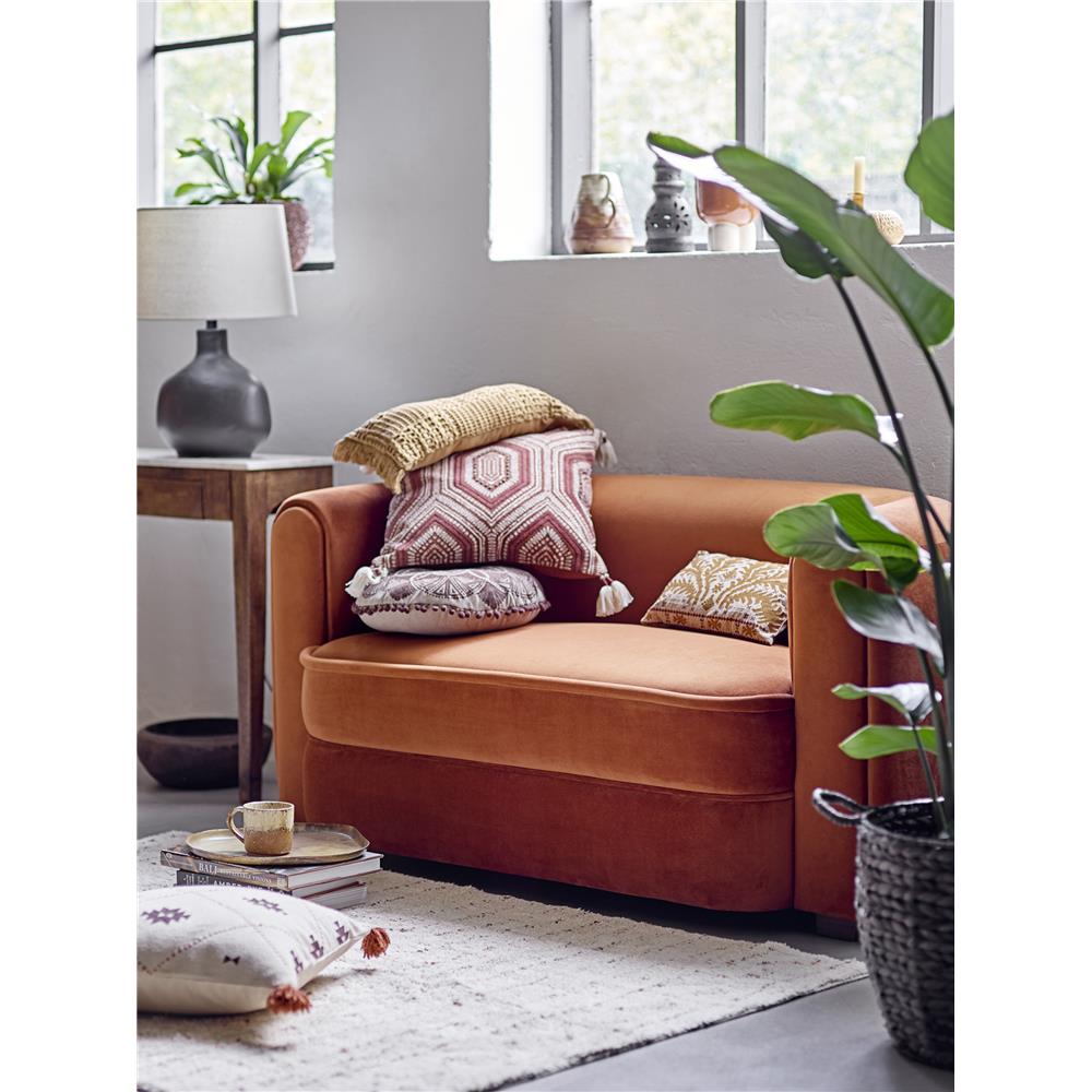Bloomingville Cizzy Kissen mit Quasten Baumwolle Braun 40 cm Rund