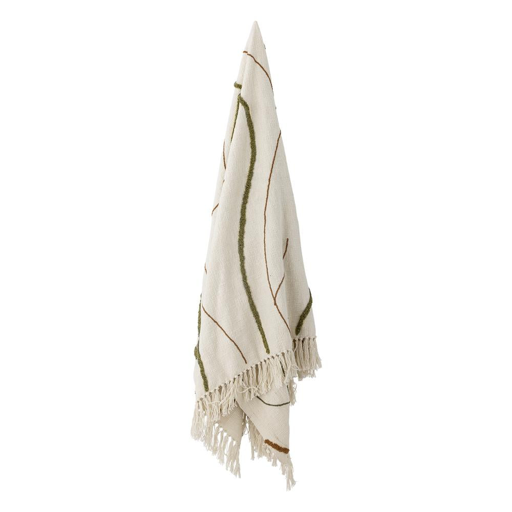 Bloomingville Osasio Decke bunt 150x130 cm aus Baumwolle – Wohndecke Kuscheldecke
