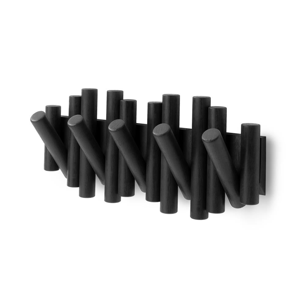 Umbra Picket - Moderne Garderobenleiste mit 5 Garderobenhaken, Schwarz, aus Kiefernholz