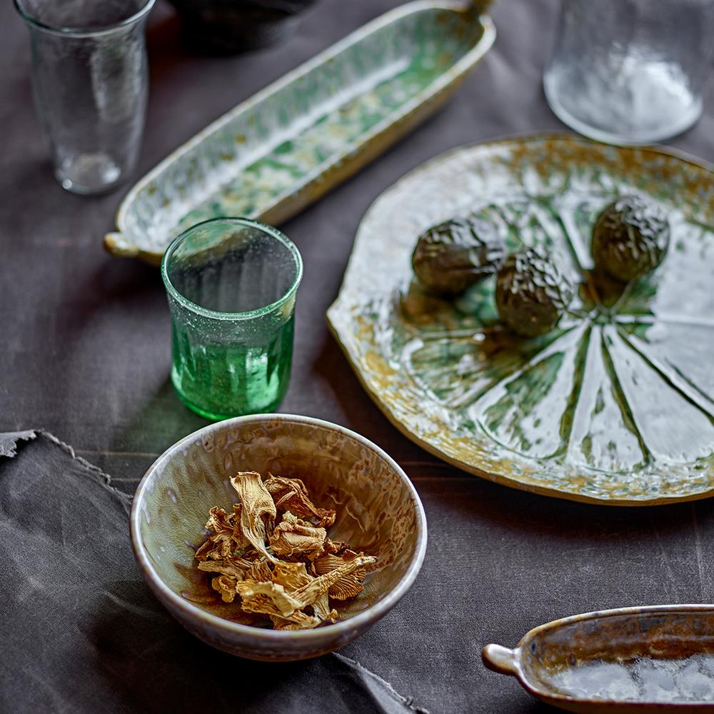 Bloomingville Milani Schale, 300 ml – Handgefertigte Steingutschale in Grün mit perlmuttartiger Glasur