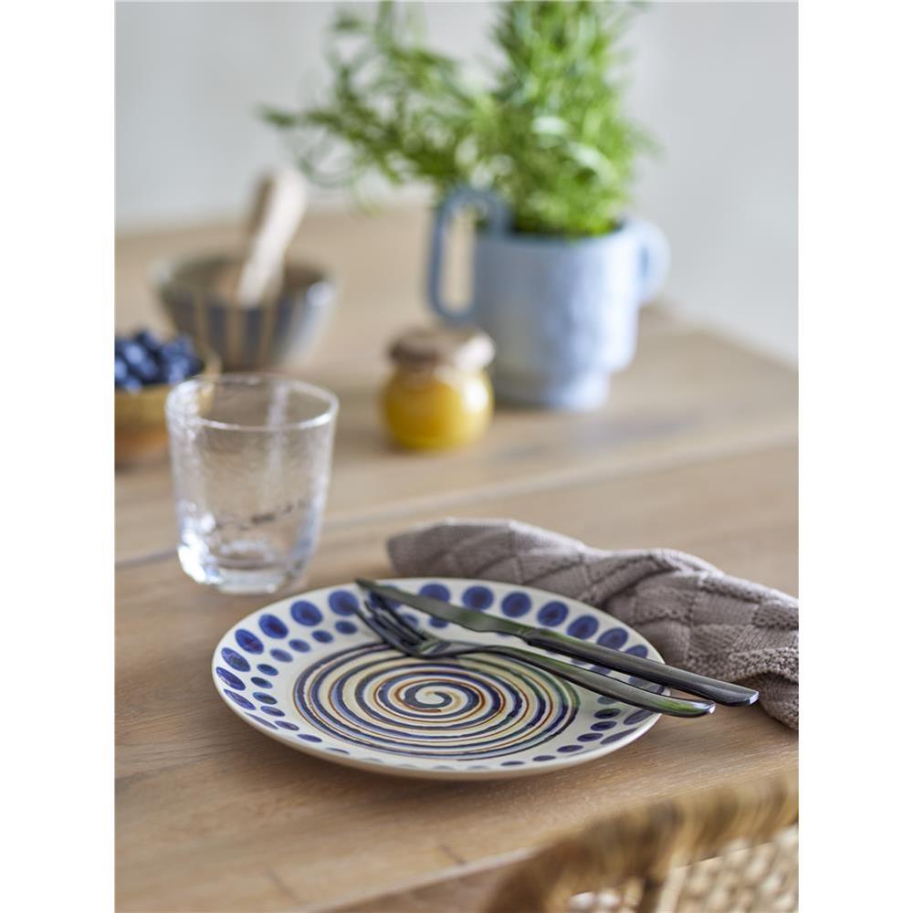 Bloomingville Shama Teller, Orange, Steingut, 20,5 cm, mit handbemaltem Muster