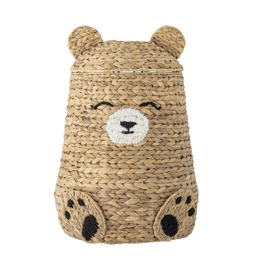 Bloomingville MINI Timone Korb mit Deckel, Bär, Spielzeugkiste, Aufbewahrungskorb, dänisches Design