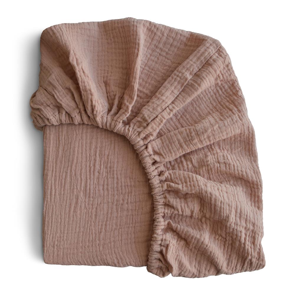 Mushie Musselin-Kinderbettlaken, Natural, 120x60cm Spannbettlaken
