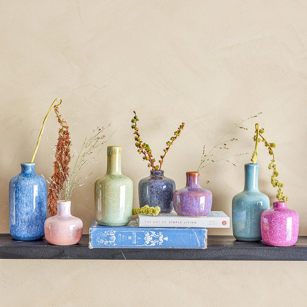 Bloomingville Maien Vase – 7er Set aus Steingut in bunten Farben, Geschenkbox inklusive