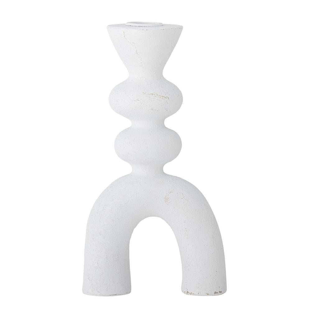 Bloomingville Syra Kerzenhalter Weiß Polyresin L11xH21xW5 cm – minimalistischer Einzelhalter