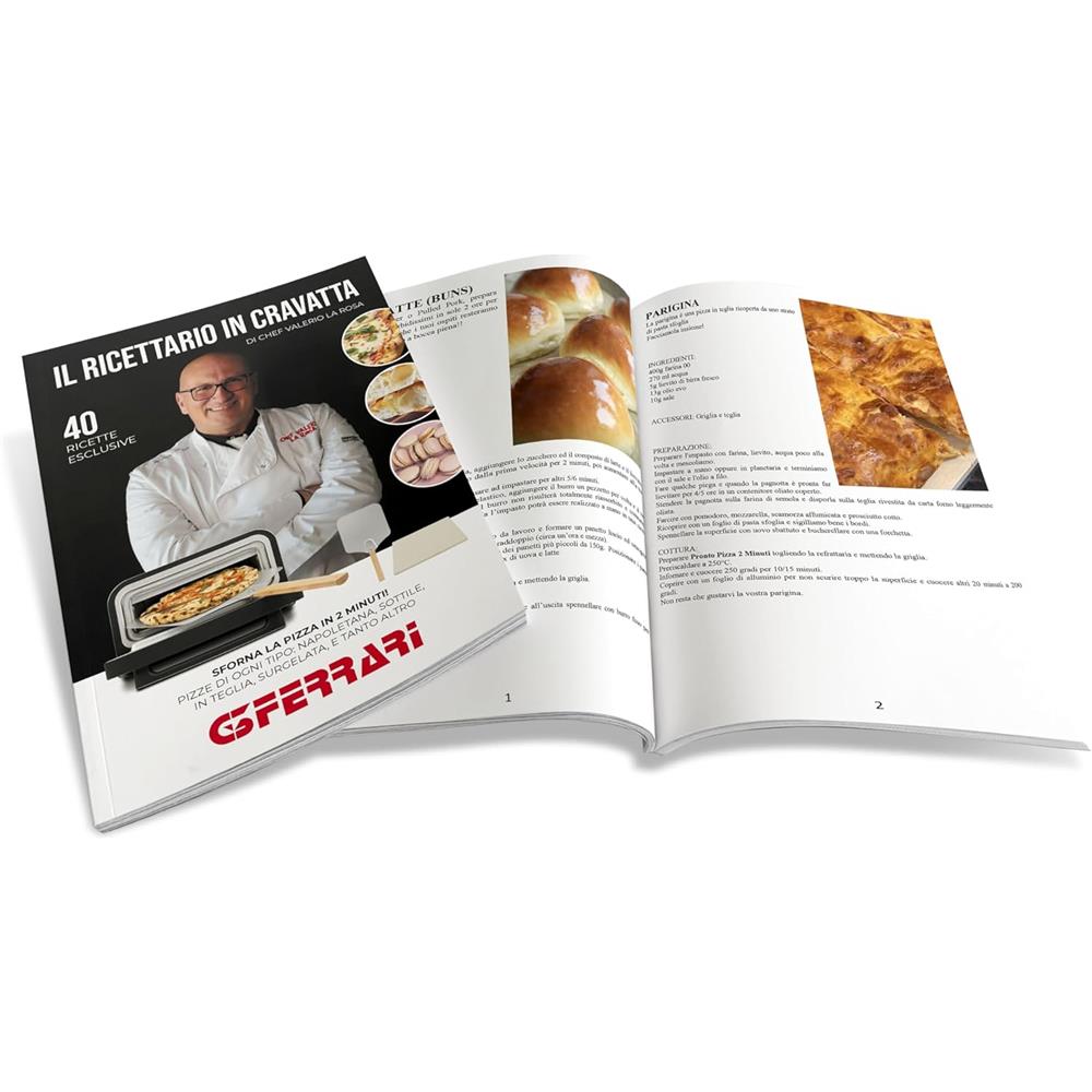G3Ferrari Pizzaofen Pizza Pro silber elektrischer Pizzaofen Pizzamaker bis 450°C Display Schamottsein Selbstreinigungsprogramm