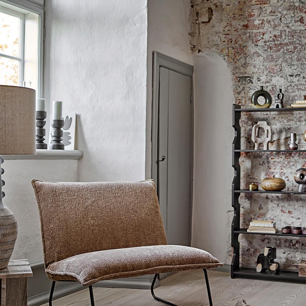 Bloomingville Bowen Kerzenhalter, Schwarz, Kiefernholz, 22 cm, skulptural, modern, dekorativ