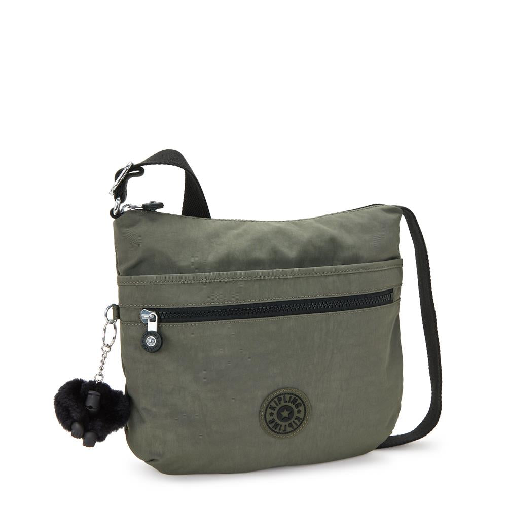 Kipling ARTO M, Mittelgroße Umhängetasche, Green Moss (grün), Schultertasche mit Reißverschluss
