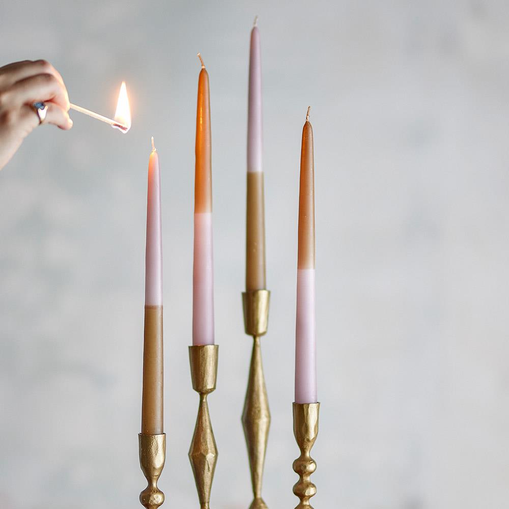 Bloomingville Burma Kerze, 4er Set, Rose, Stabkerze/Tafelkerze, handgefertigt