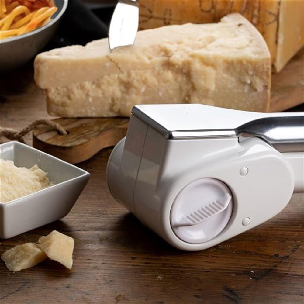 Ariete Gratì Metal Elektrische Reibe, Akku Käsereibe mit 2 Trommeln, für Käse, Schokolade, Nüsse