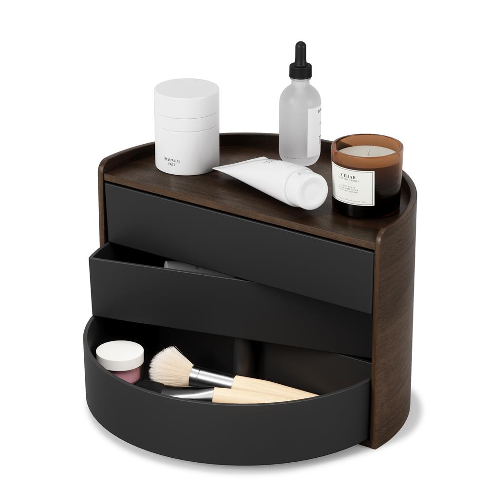 Umbra Moona Schmuckaufbewahrung 3-lagig Braun Holz Make-up Organizer