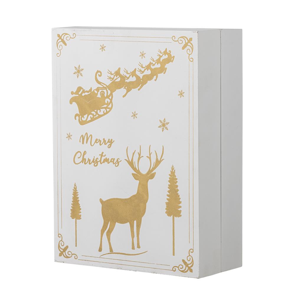 Bloomingville Elimar Adventskalender mit Licht, Weiß, Holzkalender 24 Schubladen