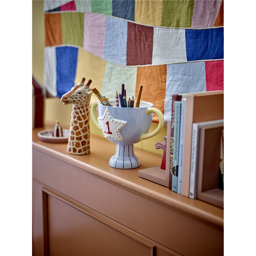 Bloomingville MINI Mylie Teller, mit Zirkuszelt-Figur, Steingut, Kinderteller, dänisches Design