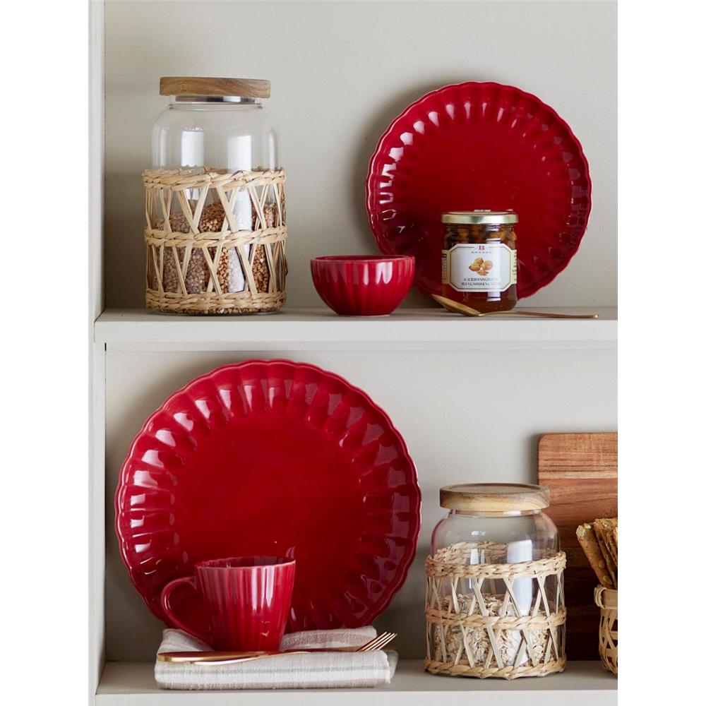 Bloomingville Latina Teller, Rot, 20 cm, Steingut, dänisches Design