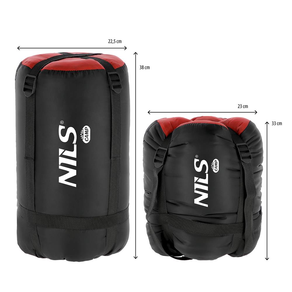 NILS CAMP Schlafsack Schwarz-Rot - Mumienschlafsack für Camping, Trekking & Outdoor