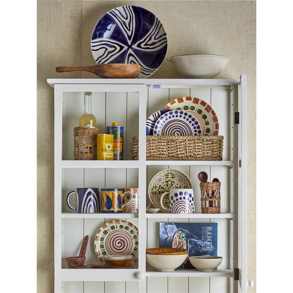 Bloomingville Shama Teller, Orange, Steingut, 20,5 cm, mit handbemaltem Muster