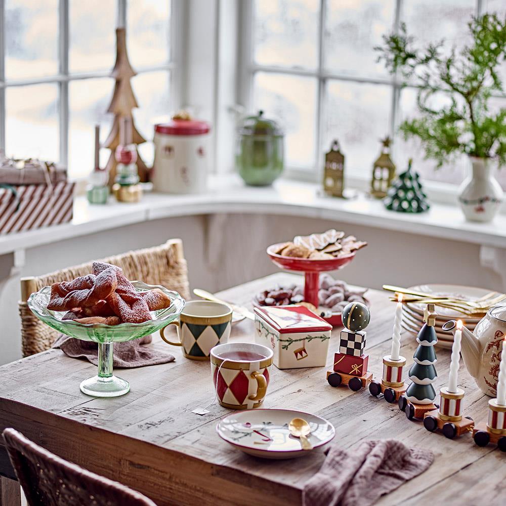 Bloomingville Yule Teller, 2er Set – Weihnachtsteller Ø16 cm mit Weihnachtsmotiven, dänisches Design