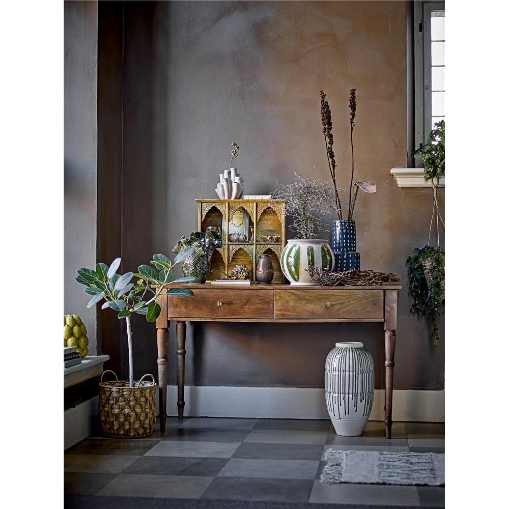 Bloomingville Reina Vase in Braun, 16cm, aus Steingut