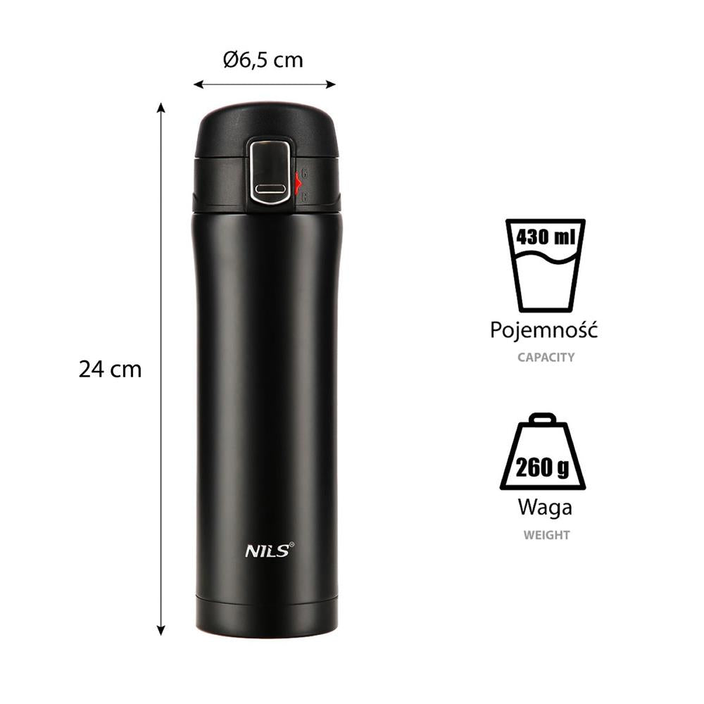 NILS Thermobecher 500 ml Edelstahl Schwarz Isolierbecher auslaufsicher