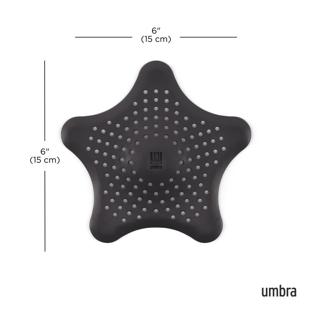 Umbra Starfish Abfluss Haarfänger mit Saugnäpfen, Silikon Abflusssieb, in Schwarz
