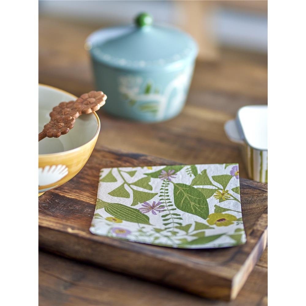 Bloomingville Camelie Servietten in Grün, 20er Pack, 33x33cm, aus Papier mit Blumenmuster