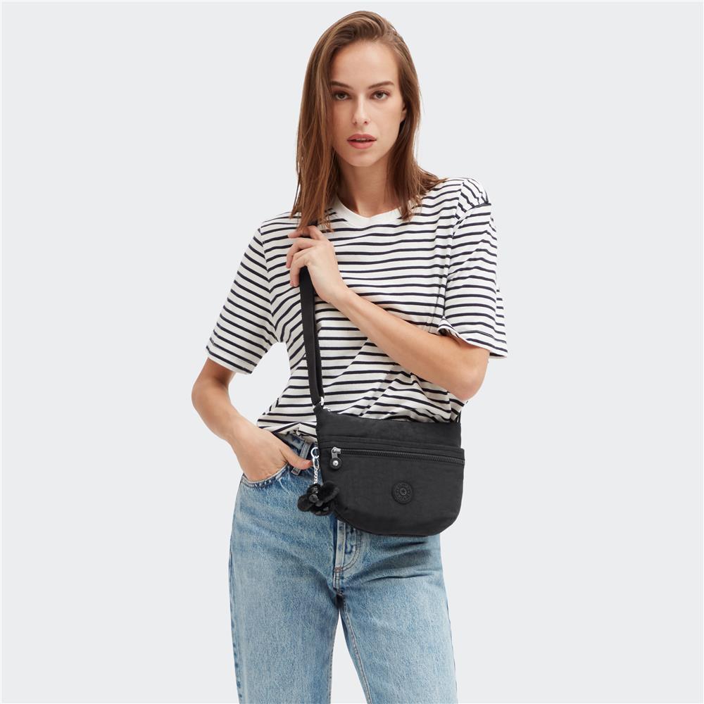 Kipling ARTO S, Kleine Umhängetasche, Black Noir (schwarz), Schultertasche mit Reißverschluss