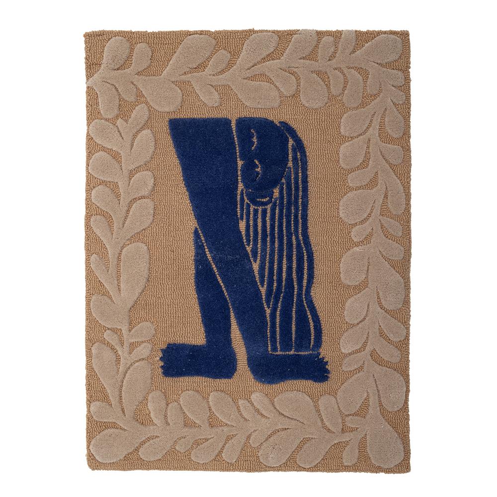 Bloomingville Atle Wanddekoration, Braun, Wolle, 93x70 cm, getuftet, vielseitig als Teppich nutzbar