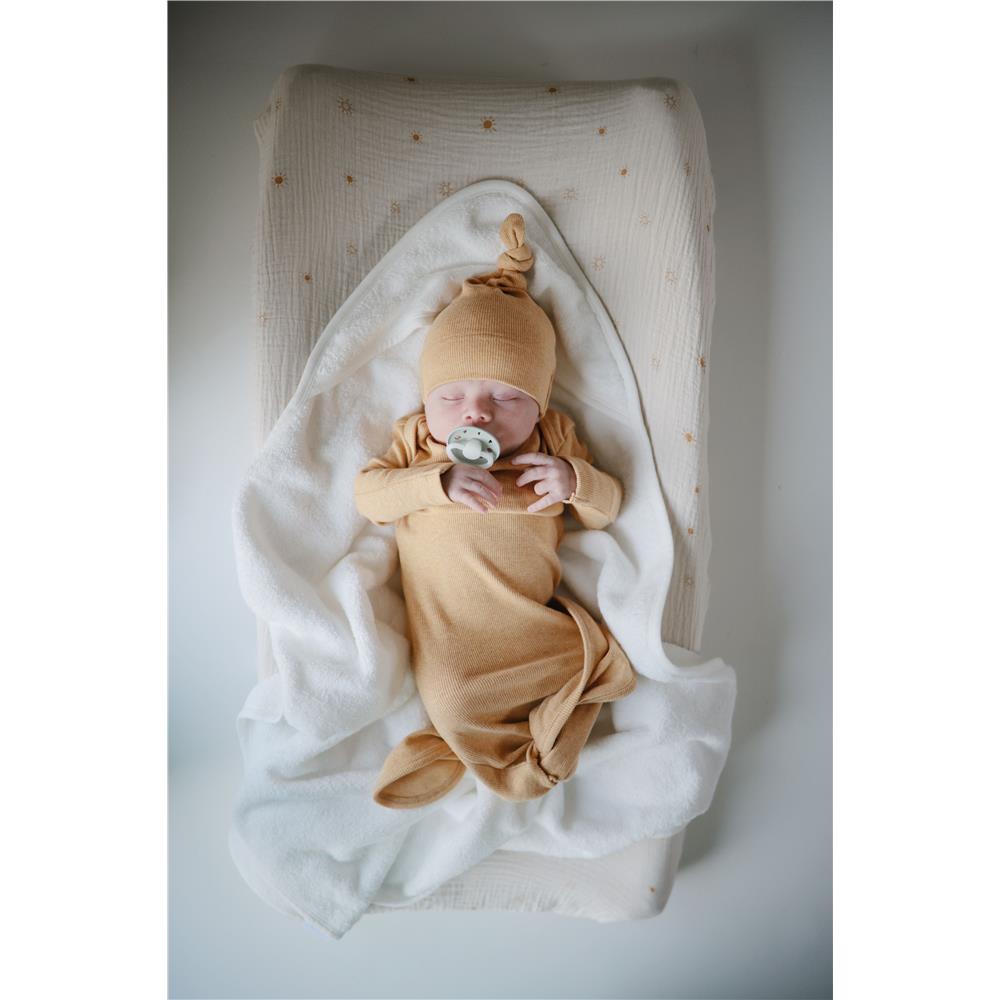 Mushie Baby-Kapuzenhandtuch, Pearl, aus 100% Bio-Baumwolle