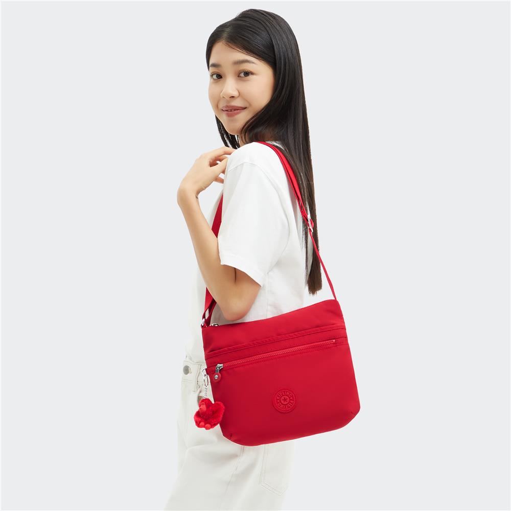 Kipling ARTO M, Mittelgroße Umhängetasche, Red Rouge (rot), Schultertasche mit Reißverschluss
