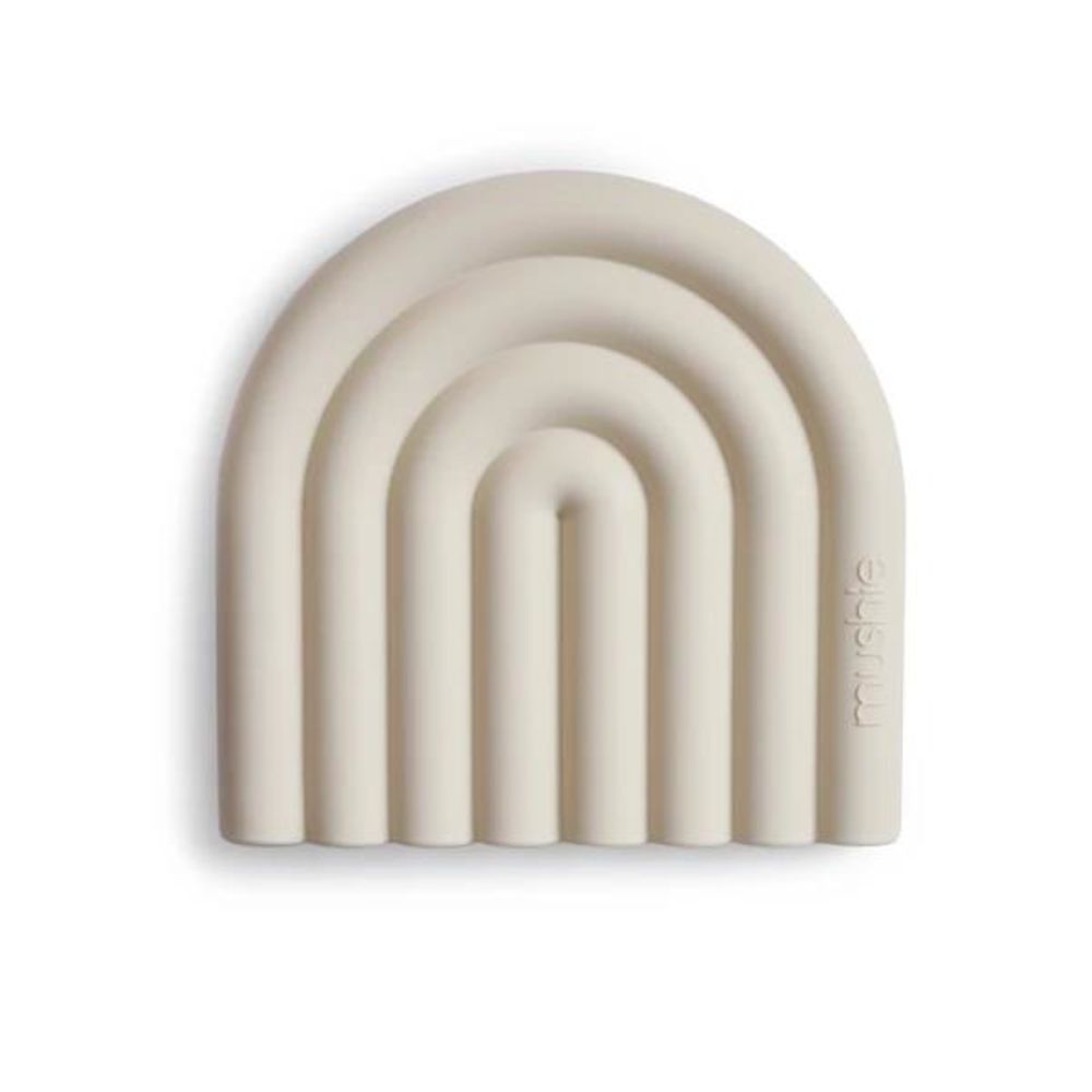 Mushie Beißring Regenbogen, Shifting Sand, aus Silikon, BPA-frei