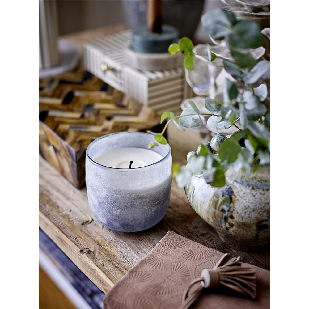 Bloomingville NO. 3 - Santal Fig Duftkerze, Blue, Natürliches Wachs, 390G - 60 Hour - Gift Box - D10xH10,5 cm