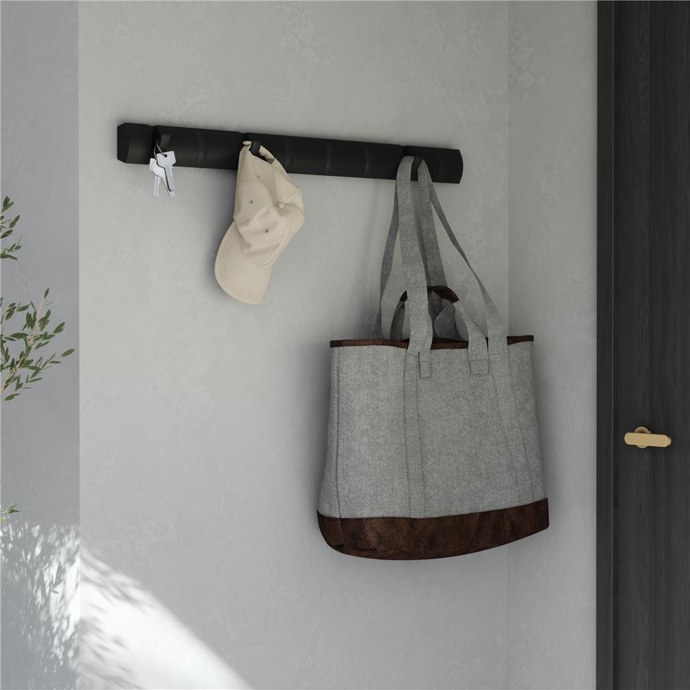 Umbra Flip Wandgarderobe, Garderobenleiste in Schwarz, mit 8 beweglichen Haken in Schwarz