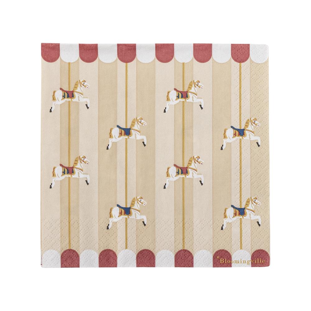 Bloomingville Merry-go-round Weihnachtsservietten mit Karussell-Motiv, 20 Servietten