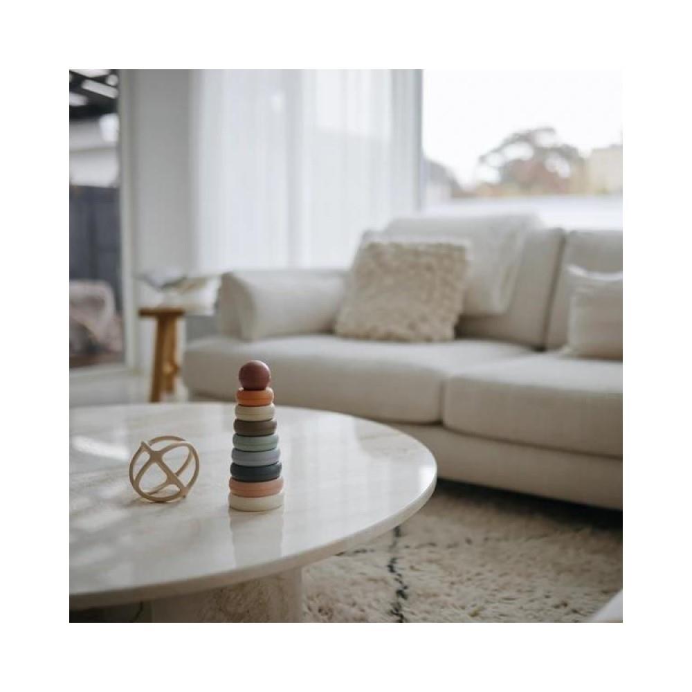 Mushie Beißring Ball, Dove Gray, aus Silikon, BPA-frei