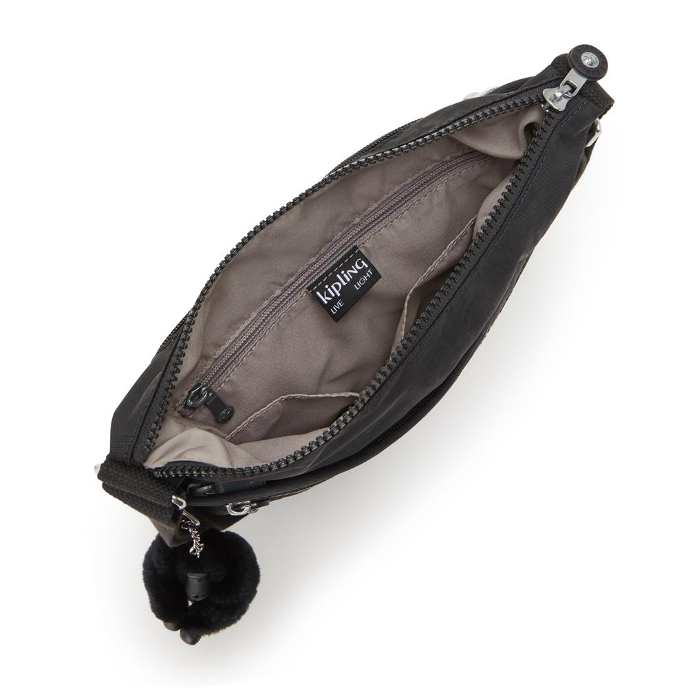 Kipling ARTO M, Mittelgroße Umhängetasche, Black Noir (schwarz), Schultertasche mit Reißverschluss