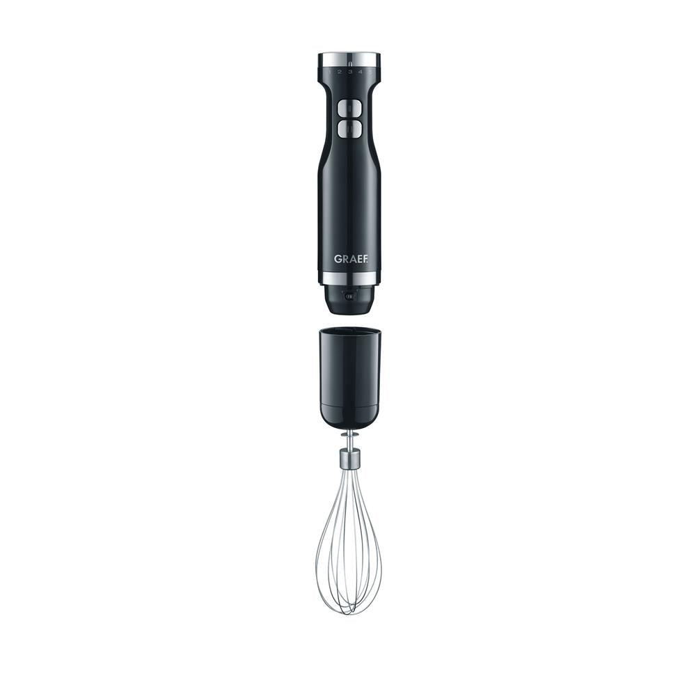 Graef Stabmixer HB 502 mit 3-teiligem Zubehör-Set Schwarz Pürierstab Handmixer
