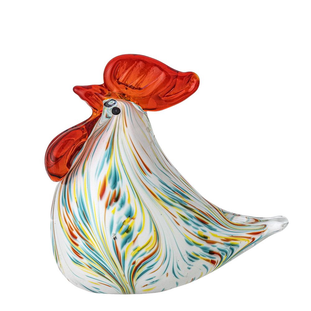 Bloomingville Livie Glasfigur, Rot, Bunt – mundgeblasene Dekofigur in Form eines Huhn