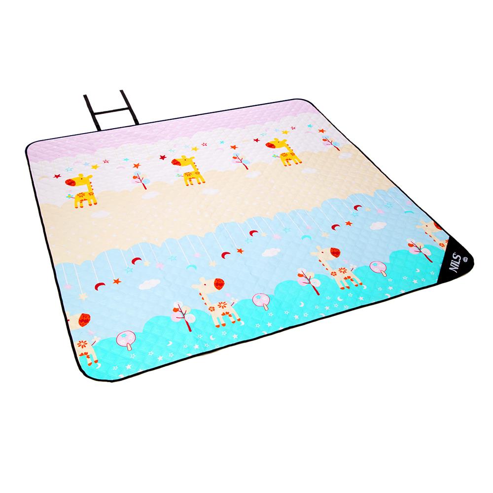 NILS CAMP Picknickdecke Giraffe 195x200 cm - Outdoor Decke für Strand, Garten & Camping