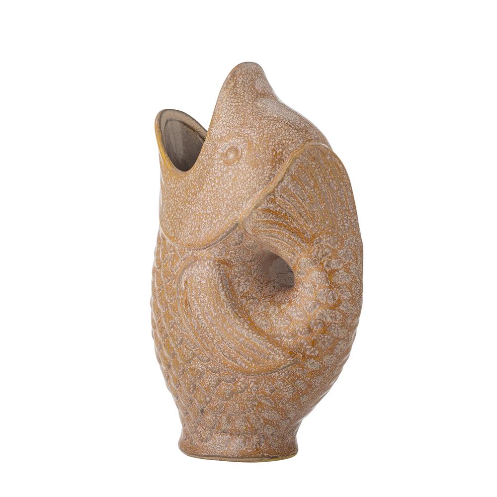 Bloomingville Harvey Vase Braun Steingut Fischform mediterran 24cm