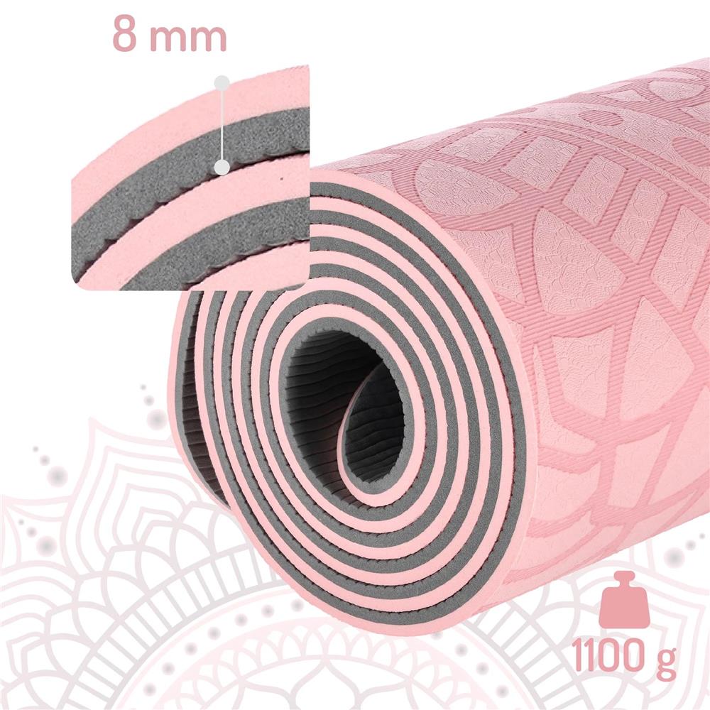 Yogamatte 183 x 61 x 0,8 cm Fitnessmatte Rosa Gymnastikmatte rutschfest | HMS YM10