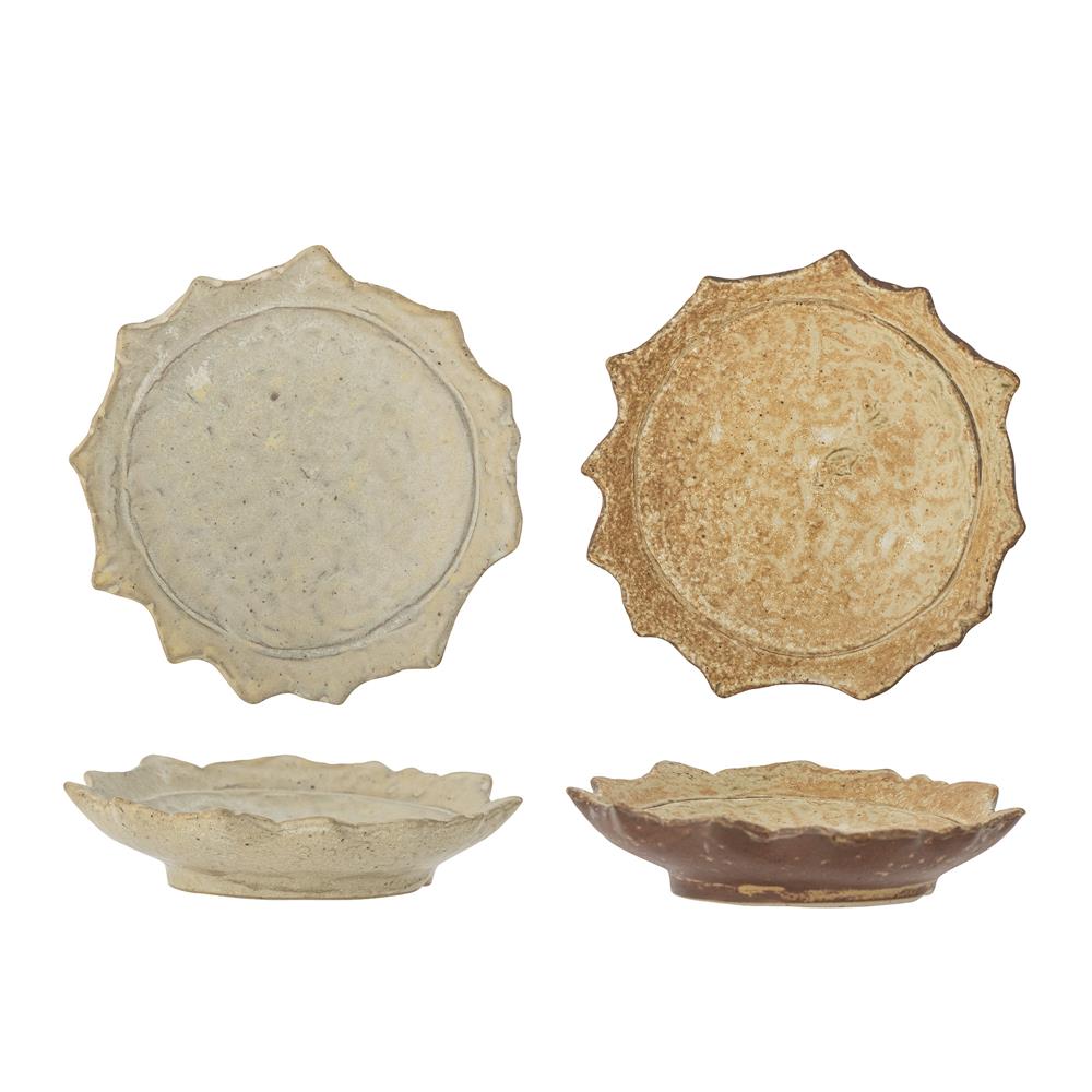 Bloomingville Lilah Tablett, Braun, Steingut D11 cm, Set of 2