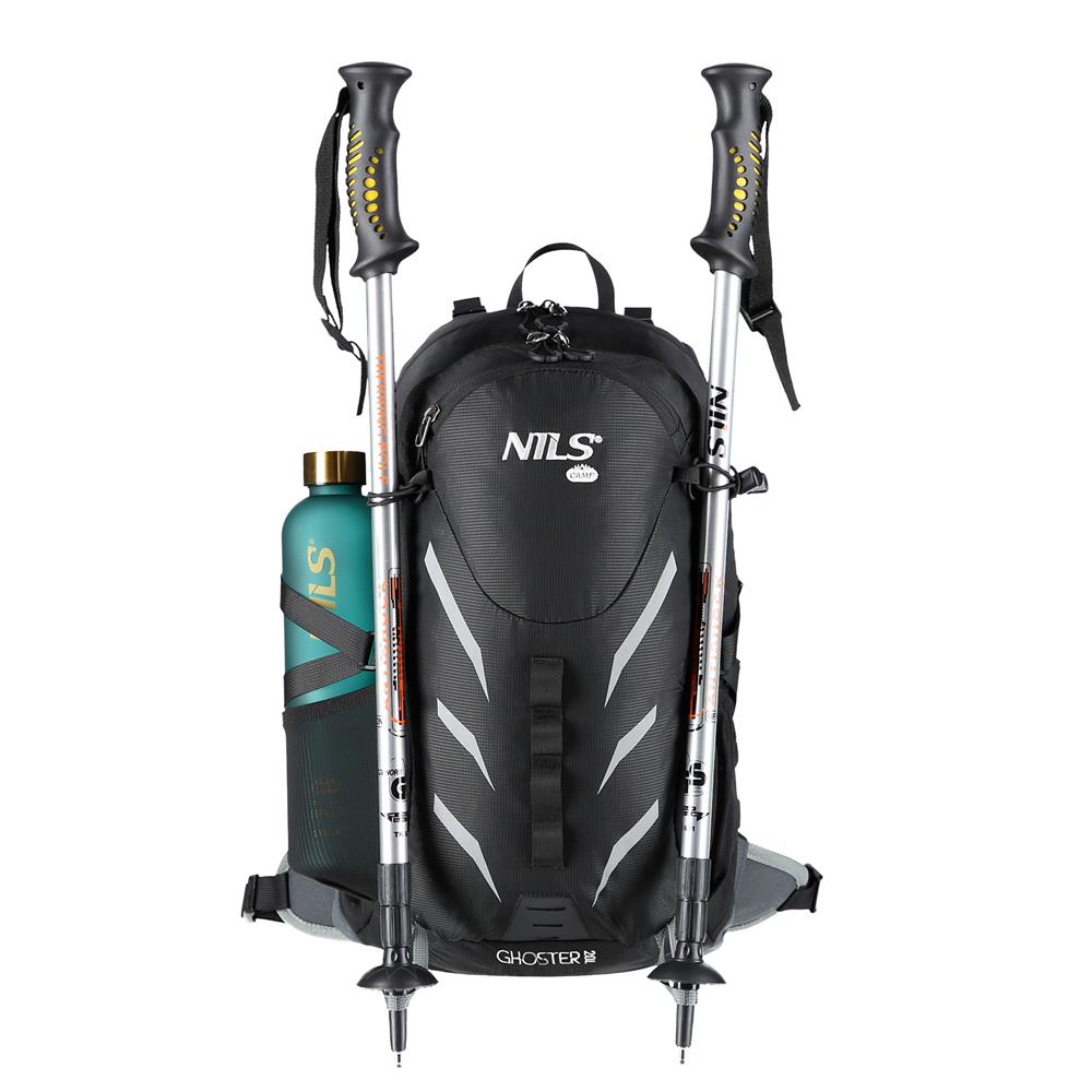 NILS CAMP Trekkingrucksack Ghoster 20L in Schwarz - Outdoor Rucksack mit Belüftung & Regenhülle