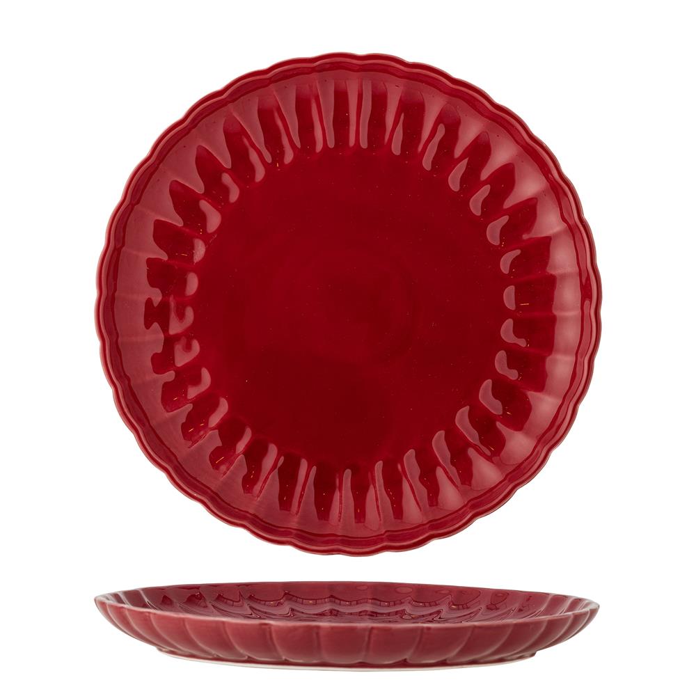 Bloomingville Latina Teller, Rot, 27 cm, Steingut, Speiseteller, dänisches Design