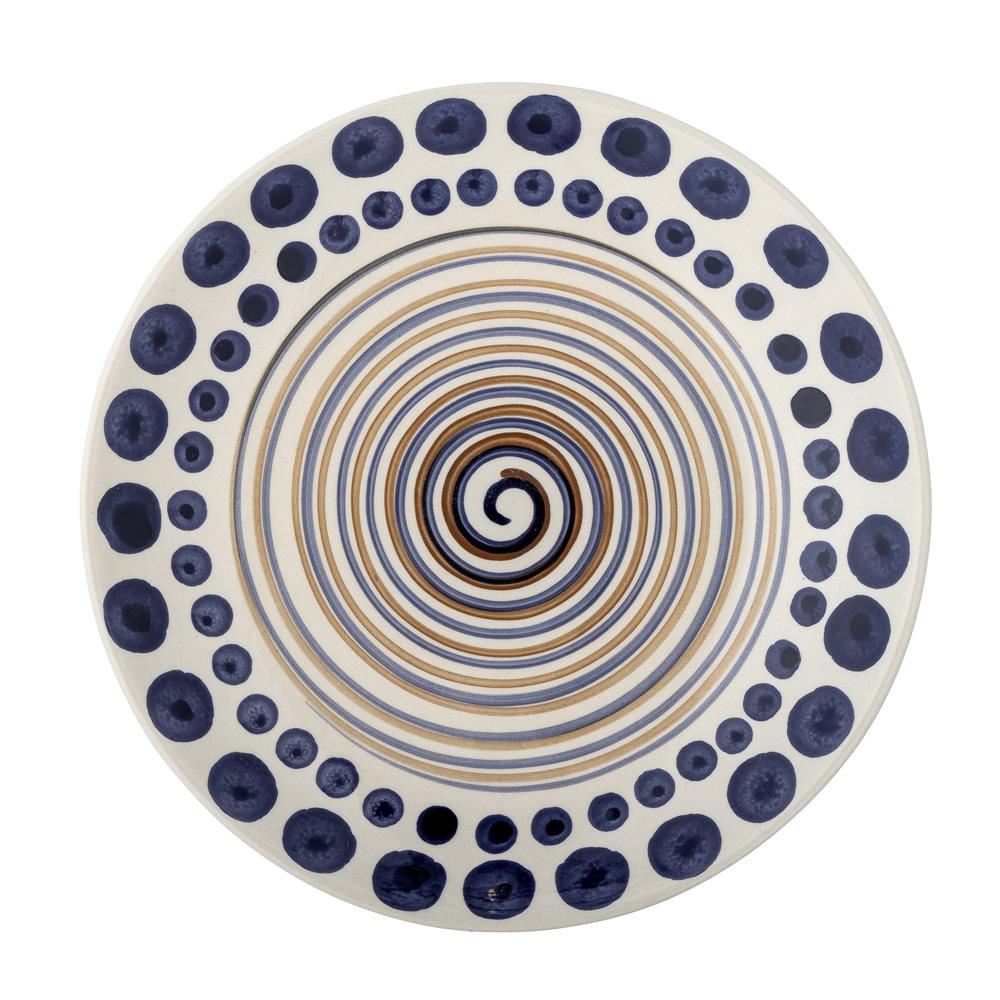 Bloomingville Shama Teller, Orange, Steingut, 27 cm, mit handbemaltem Muster