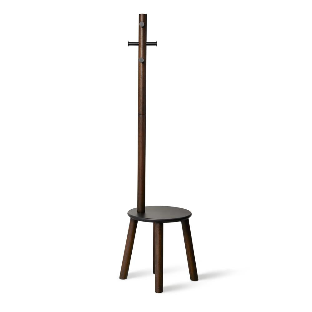 Umbra Pillar Garderobenständer mit integriertem Hocker 50 x 50 x 165 cm Holz Schwarz Walnuss