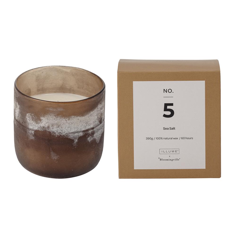 Bloomingville NO. 5 - Sea Salt Duftkerze, Braun, aus natürlichem Wachs, 390g