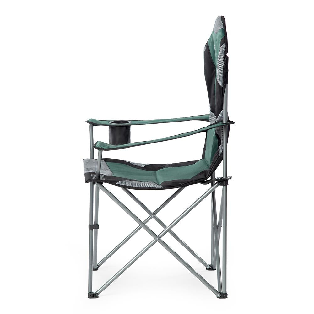 NILS CAMP Campingstuhl Grün - großer gepolsterter Klappstuhl mit Armlehnen für Camping & Garten