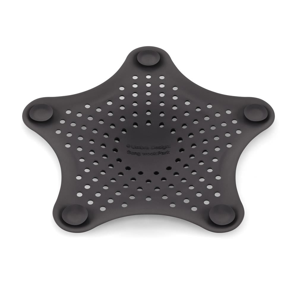 Umbra Starfish Abfluss Haarfänger mit Saugnäpfen, Silikon Abflusssieb, in Schwarz